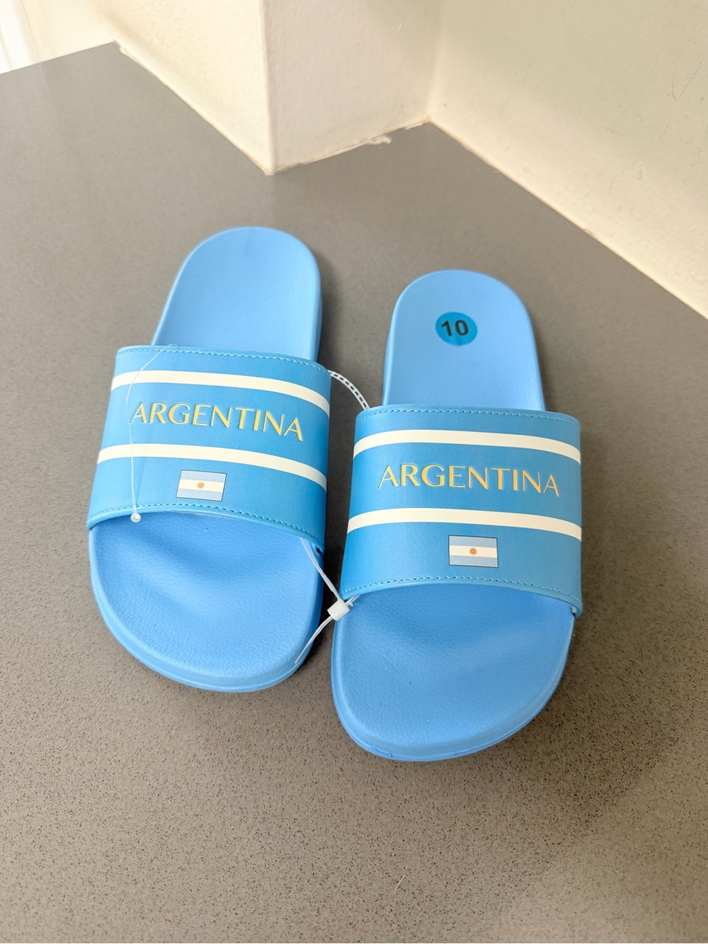 Argentina Slide Sandals in Sky Blue soccer fans size 10 slip on new